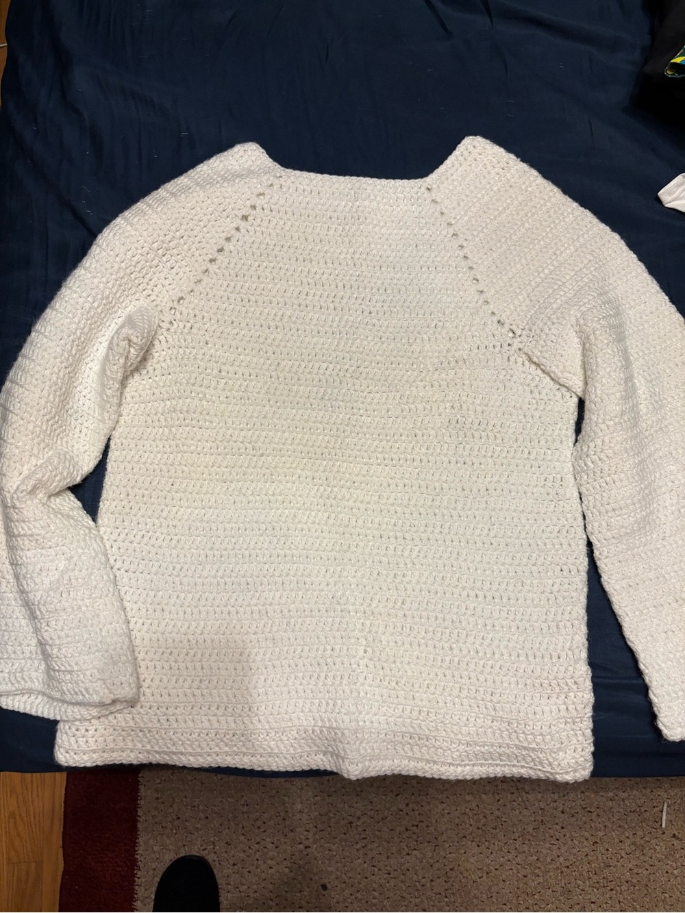 Cozy White Women's Crochet Pullover Sweater